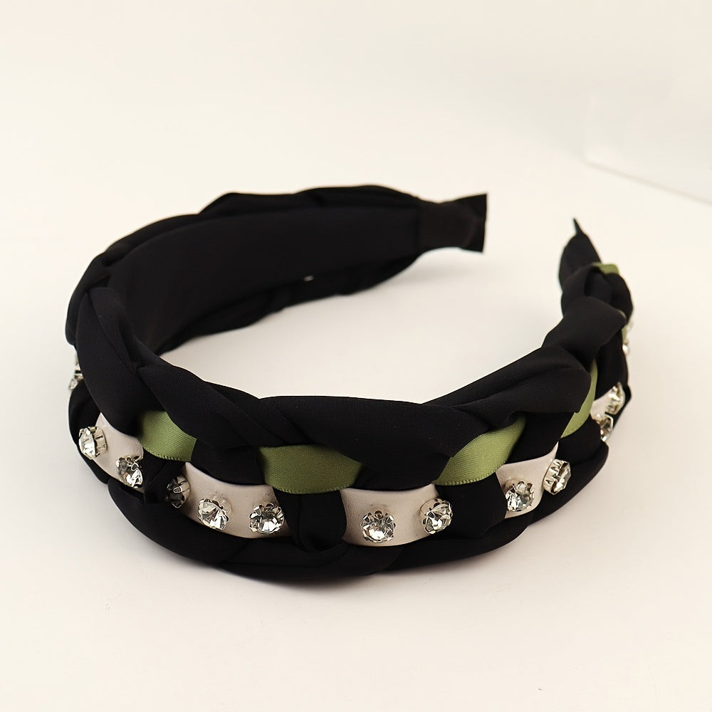 Synthetic Hair Braided Headband with Houndstooth Scarf