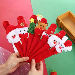 3pcs Christmas Pat Ring Bracelet Cartoon Snap Ring Children's Gift Plush