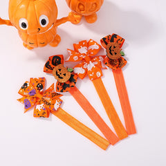 4pcs Halloween Funny Bow Hairband Ghost Skull Print Bow Headbands
