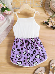 Toddler Girls Heart Leopard Cami Jumpsuit Romper Summer Clothes