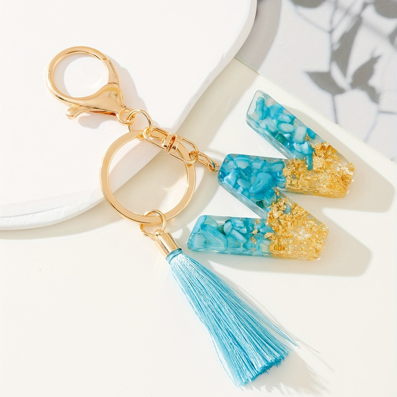 Sequins Alphabet Keychain Resin Key Chain Bag Charm Women Gift