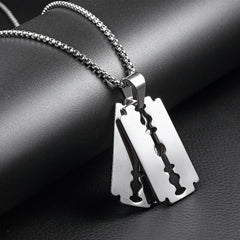 Men's Punk Jewelry Razor Blade Pendant Necklace