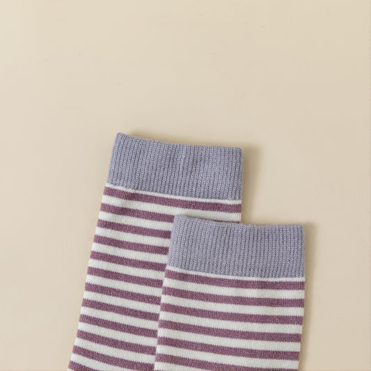 5 Pairs Women's Vintage Striped Mid Tube Socks