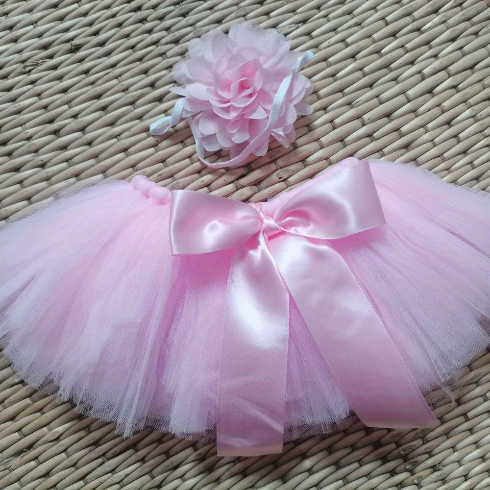 Newborn Baby Girls Tutu Skirt Headband Set Flower Hairband Infant Toddler Dress