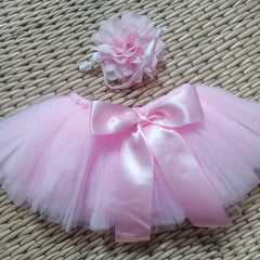 Newborn Baby Girls Tutu Skirt Headband Set Flower Hairband Infant Toddler Dress