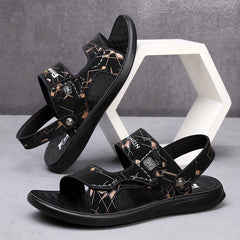 Men's Casual Slip On Slide Sandals with Hook & Loop Fastener