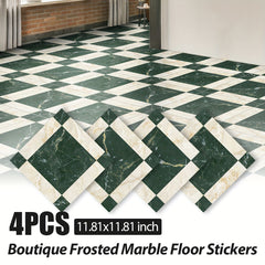 4pcs Retro Checkered Pattern Floor Stickers Non-slip Waterproof Tile Stickers
