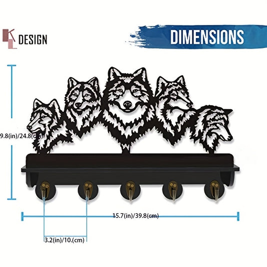 Wolf Wall Hanger Animal Rack Heavy Duty Hooks Hallway Kitchen Office