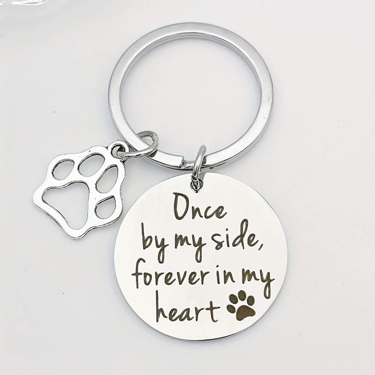 Pet Memorial Keychain Paw Prints Dog Cat Loss Gift