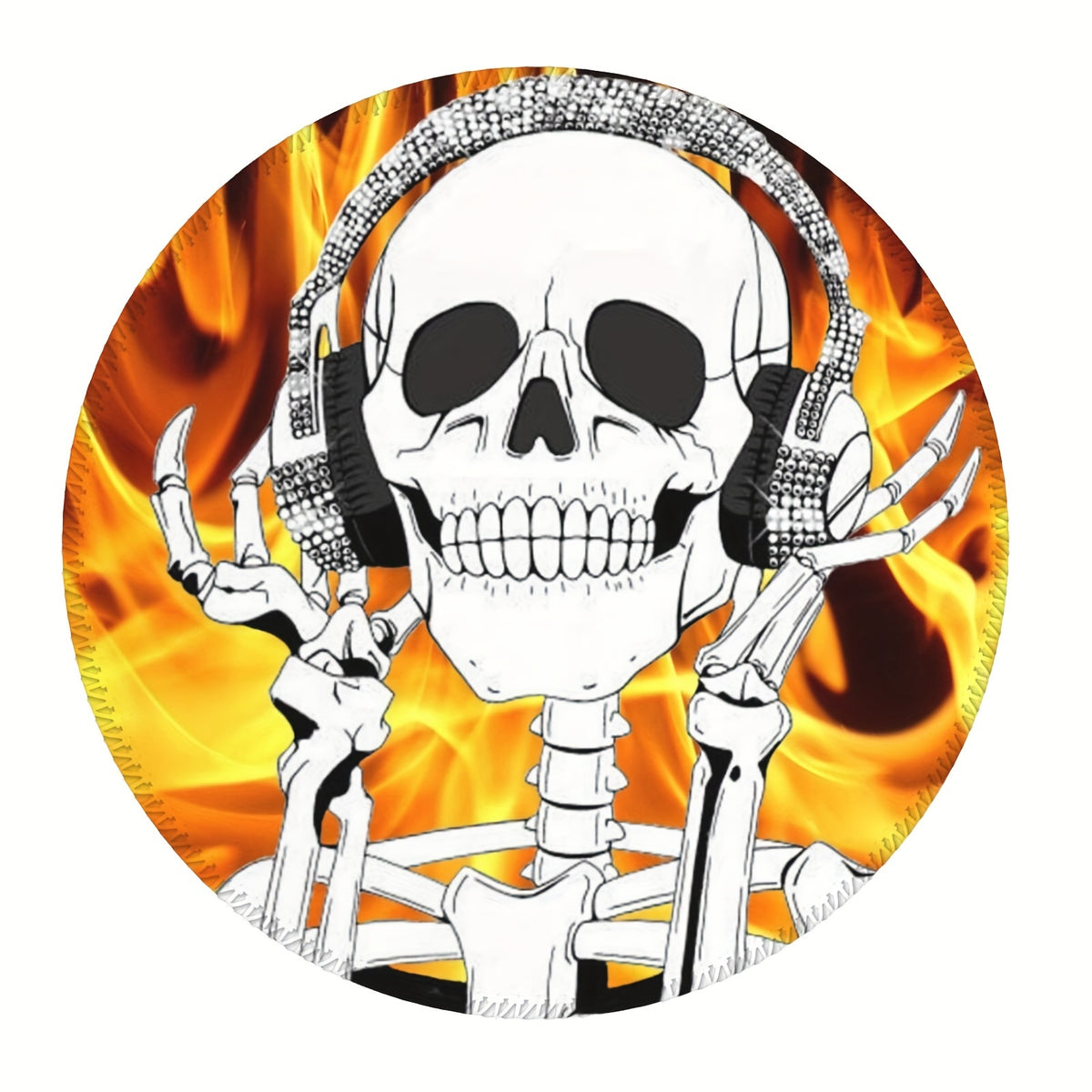 Happy Skull Pattern 20x20cm Mouse Pad Non-slip Rubber Sewn Edge