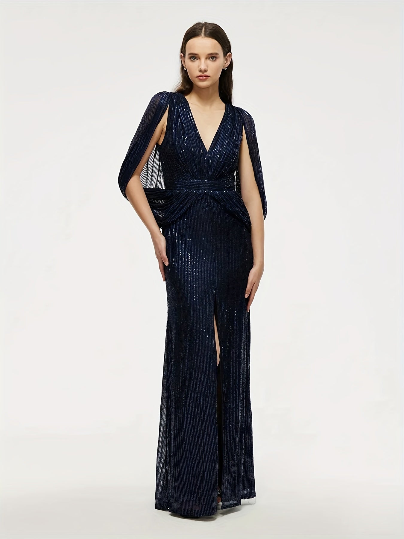 V neck Sequined Dress For Wedding Party