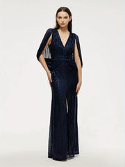 V neck Sequined Dress For Wedding Party