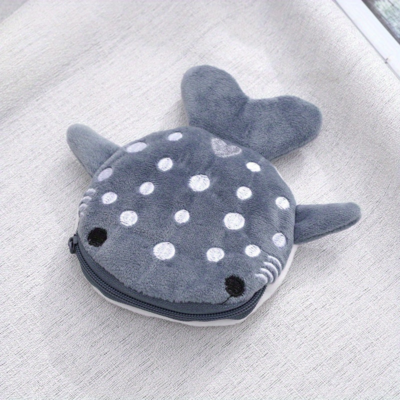 Plush Shark Coin Purse for Kids - Cartoon Girls Coin Bag