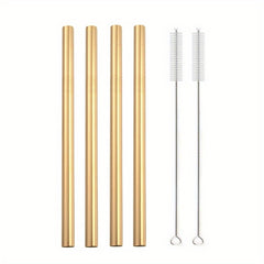 304 Stainless Steel Milk Tea Straw Set 12mm Straight Reusable Durable