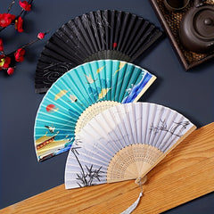 Chinese Floral Bamboo Handheld Fan