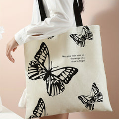 Cartoon Print Tote Bag Canvas Shoulder Handbag