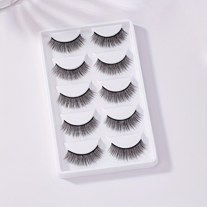 5 Pairs Full Strip False Eyelashes Natural Long Cross False Lashes