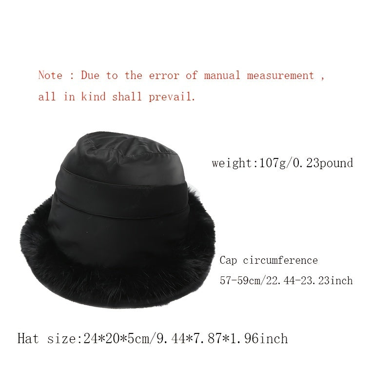 Fluffy Faux Fur Winter Bucket Hat for Women