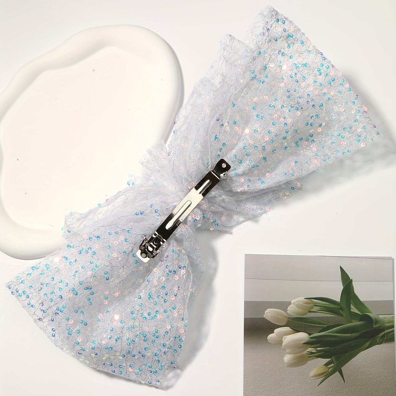 Large Mesh Sequin Hair Clip French Barrette Hair Accessories