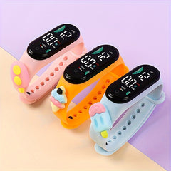 3pcs Touch Screen Digital Watches Square Dial Powered Resin TPU Strap