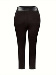  Solid Cross Waist High Rise Tapered Leg Trousers
