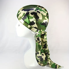 Men's Silk Camo Durag Street Style Pirate Hats & Long Tail Headscarves