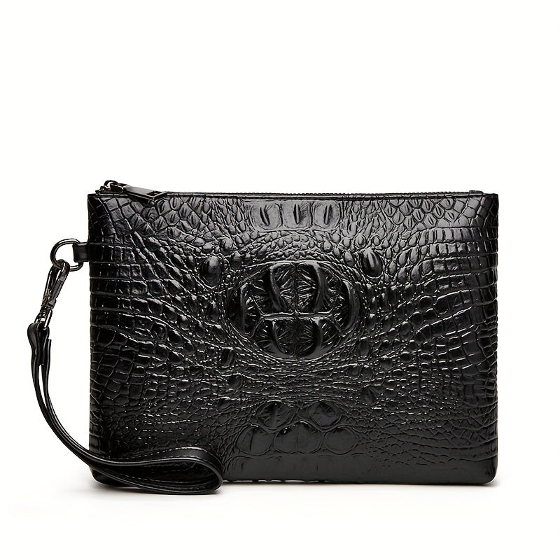 Men's Crocodile Clutch Bag Business Wear Envelope Handbag