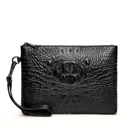 Men's Crocodile Clutch Bag Business Wear Envelope Handbag
