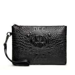 Men's Crocodile Clutch Bag Business Wear Envelope Handbag