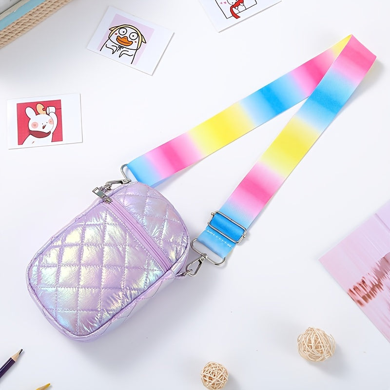 Girls Casual Reflective Crossbody Bag Large Capacity Phone Bag Coin Purse