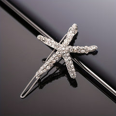 Ocean Series Rhinestone Starfish Hair Clip for Women Girls