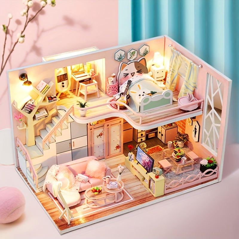 Book Corner Kit DIY Mini Dollhouse Modern Loft 3D Puzzle Souvenir Gift
