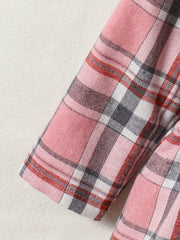 Girls' Plaid Long Sleeve Casual Midi Dress With Hat & Belt for Spring/Autumn