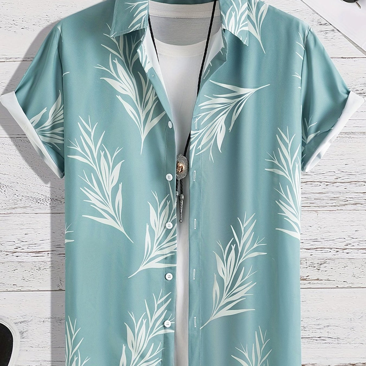 Men's Leaf Pattern Button Up Shirt