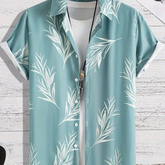 Men's Leaf Pattern Button Up Shirt