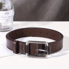 Men's PU Leather Casual Belt Square Pin Buckle Waist Strap Jeans Belt
