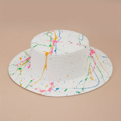 Men's and Women's Straw Hat Summer Sun Hat Seaside Vacation Beach Flat Top