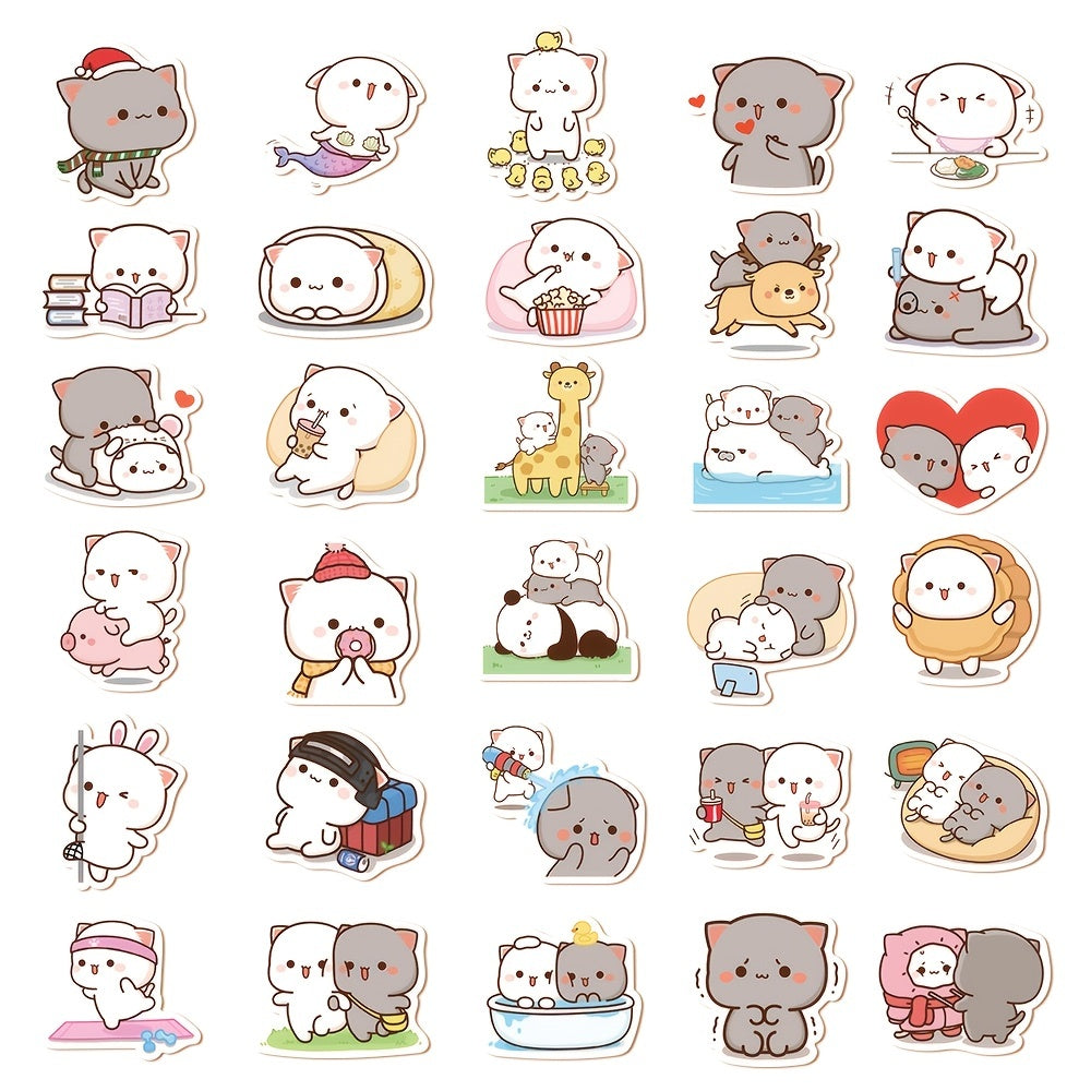 60pcs Peach Cat Stickers for Laptop and Phone Case