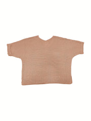  Casual Sweater Women's Solid Half Sleeve V Neck Jumper