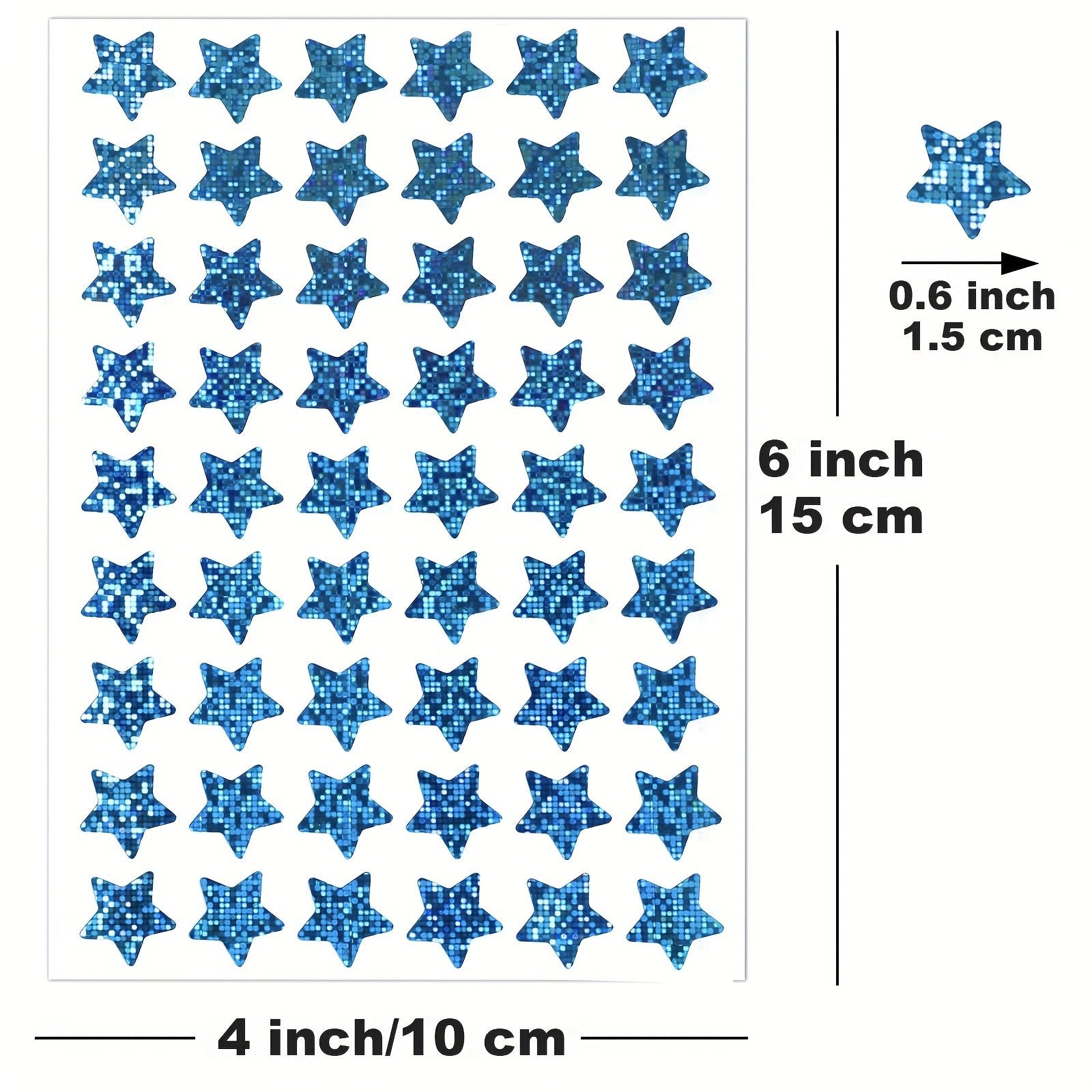 Holographic Star Stickers Self Adhesive Paper Decals 6 Colors 1 Diameter