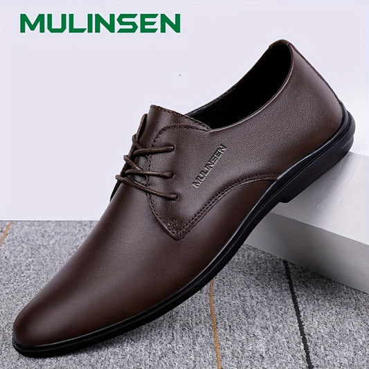 Men's Pointed Toe Leather Lace up Oxford Shoes Soft Sole