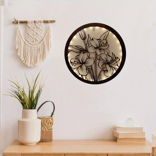 LED Flower Wooden Hanging Decoration Lamp
