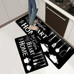 Anti Fatigue Kitchen Rug Set Soft Polyester Cushioned Rug with Non Slip Backing