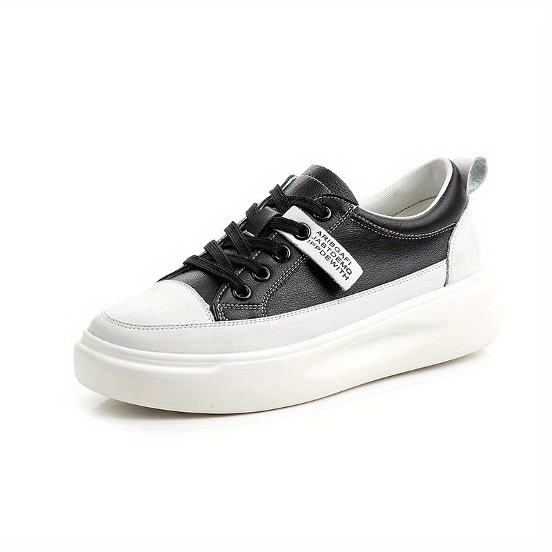 Women's Faux Leather Board Shoes Thick Bottom Sports Shoes
