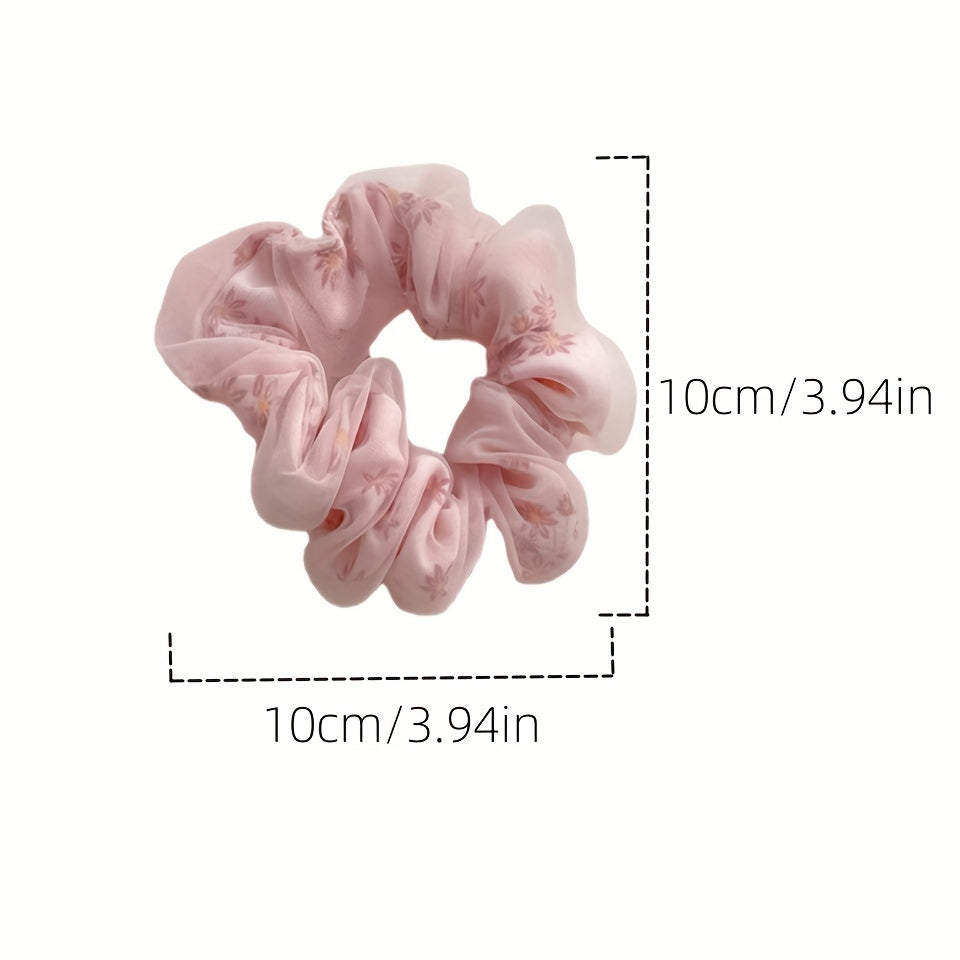 Organza Scrunchies Floral Hair Tie Sweet Ponytail Holder Hair Rope Women Girls