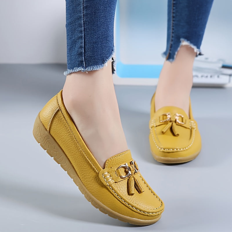 Women's Low Wedge Loafers Lightweight Slip On Shoes Soft Flats