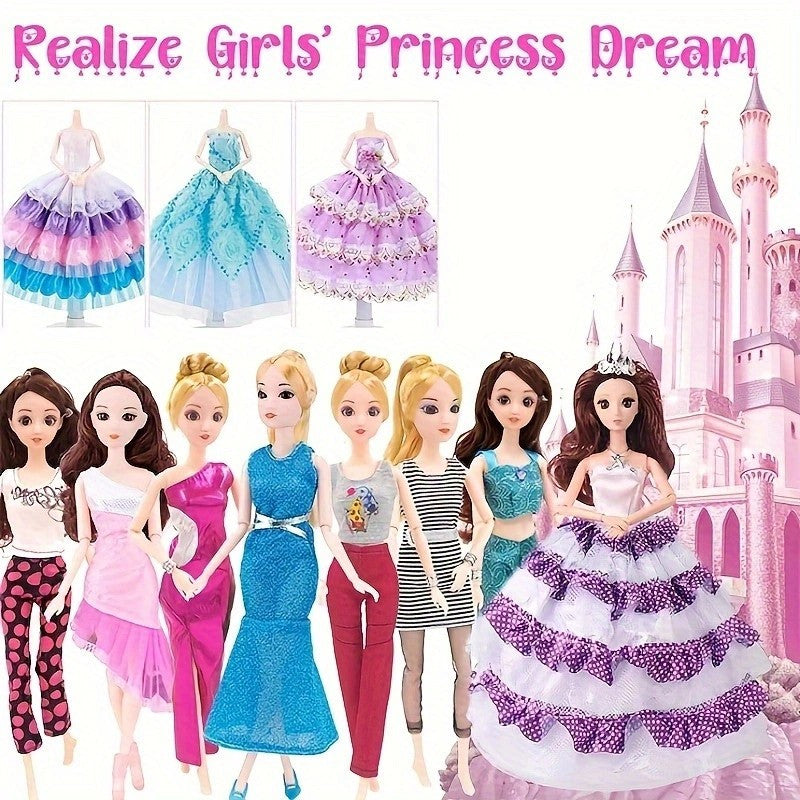 50pcs Mixed Doll Clothes Set for 11.5 Inch Dolls with 3 Princess Dresses