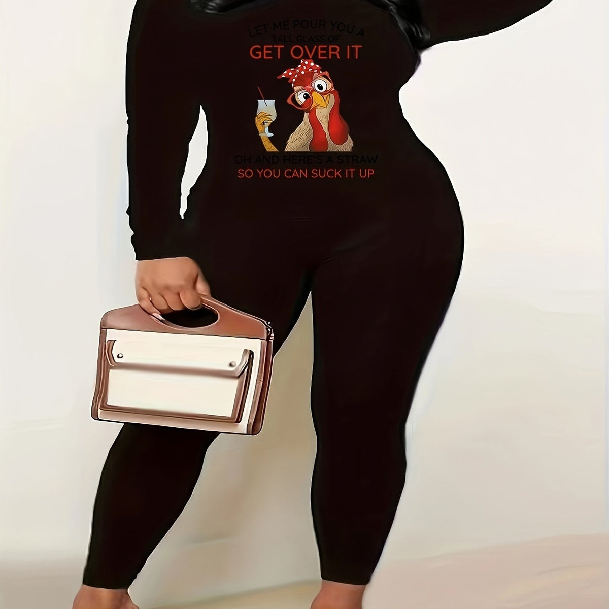 Women's Plus Animal Print Long Sleeve Top & Leggings Set
