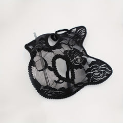 Cat Mask with Lace Border for Halloween, Christmas, Thanksgiving