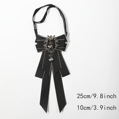 Layer Bow Tie Rhinestone Decor Necktie Womens Long Bowtie